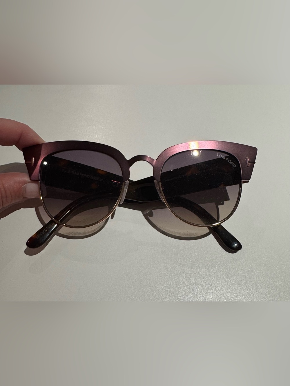 Tom Ford Metallic Pink Gradient Cat-Eye Sunglasses